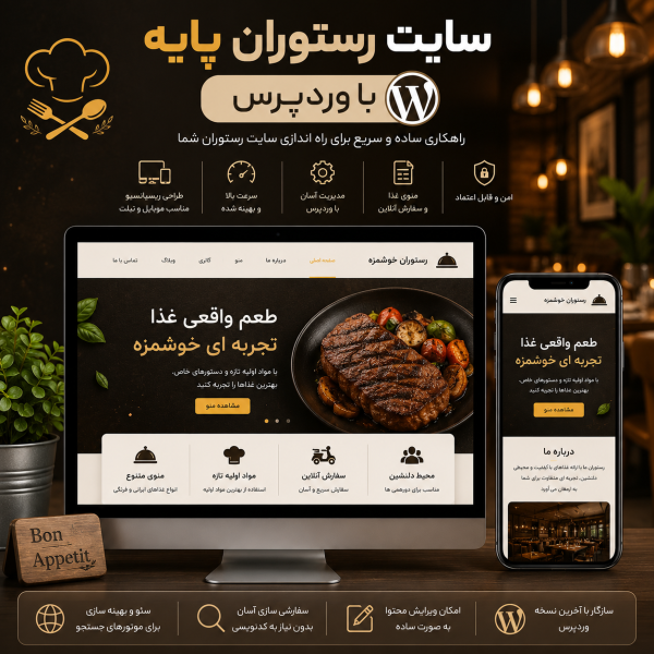 پکیج طراحی سایت رستوران پایه