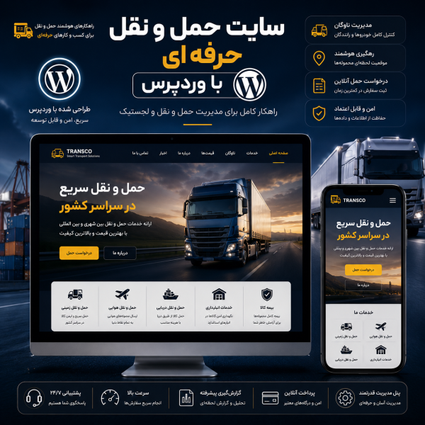 پکیج طراحی سایت حمل و نقل حرفه ای